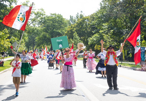 Peruvian group in the Parade of Flags at One World Day 2021