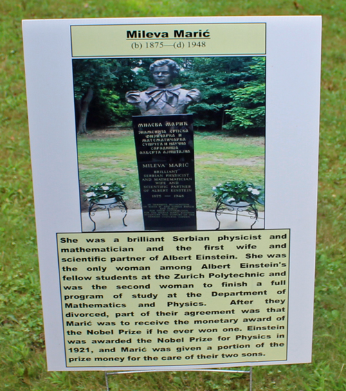 Mileva Marich bust in Serbian Cultural Garden in Cleveland Ohio