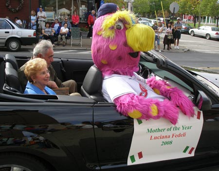 Mother of the Year Luciana Fedeli with Cleveland Indian mascot Slider