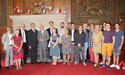 Sister Cities Cleveland and Rouen representatives in Mayor's Room in Cleveland City Hall