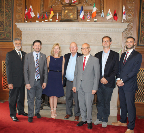 Sister Cities Cleveland and Rouen representatives in Mayor's Room in Cleveland City Hall