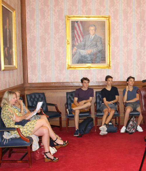 Sister Cities Cleveland and Rouen representatives in Red Room in Cleveland City Hall