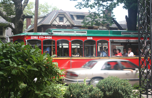 Trolley tourists stopped to enjoy the music