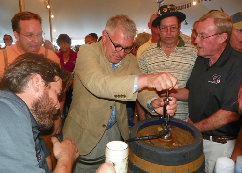 Tapping the keg at Cleveland Oktoberfest