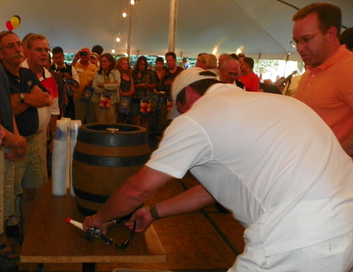 Tapping the keg at Cleveland Oktoberfest