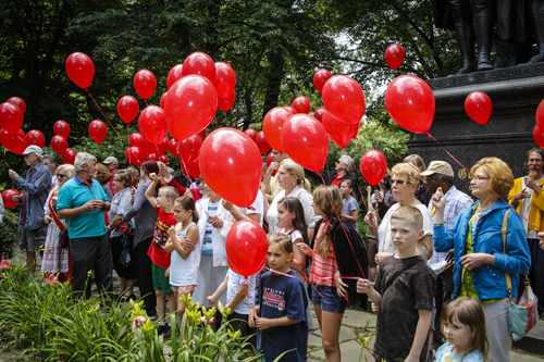 99 Red Balloons in German Cultural Garden in Cleveland