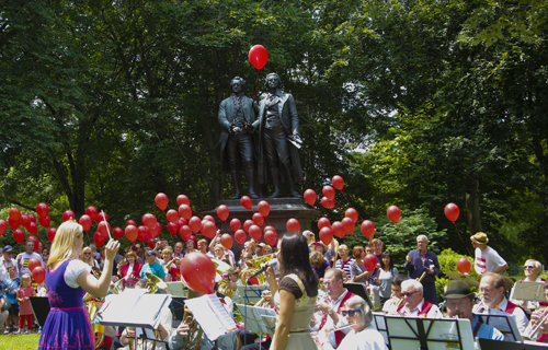 99 Red Balloons in German Cultural Garden in Cleveland