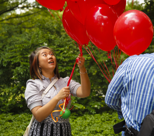Yin Tang Separating 99 Red Balloons in German Cultural Garden in Cleveland