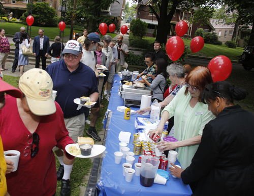 Lining up for lunch - Debbie Hanson, Angela Woodson and others serving lunch