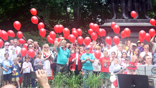 99 Red Balloons in German Cultural Garden in Cleveland