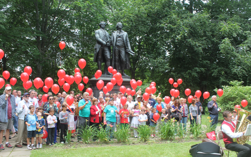 99 Red Balloons in German Cultural Garden in Cleveland