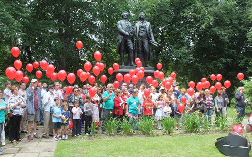 99 Red Balloons in German Cultural Garden in Cleveland