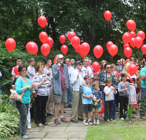 99 Red Balloons in German Cultural Garden in Cleveland