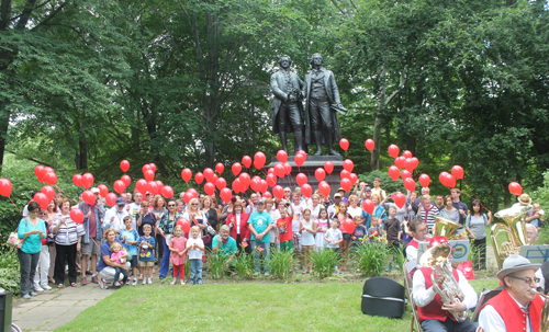 99 Red Balloons in German Cultural Garden in Cleveland