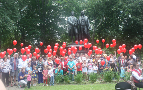 99 Red Balloons in German Cultural Garden in Cleveland