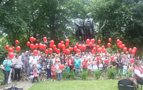 99 Red Balloons in German Cultural Garden in Cleveland