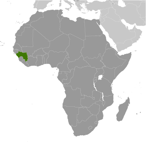 Map of Africa highlighting Guinea