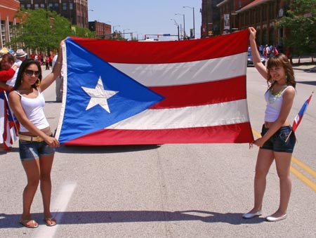 Puerto Rican girls with flag