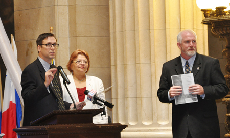 Councilman  Brian Cummins, Lucy Torres, Hispanic Liaison to the Mayor, and City Council President Martin J Sweeney 