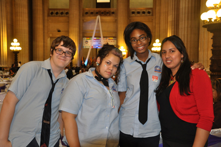 Horizon Science Academy students with their teacher Vivian Velez. Ariel Blackshire, Kyra Walker and Christopher Zehnder