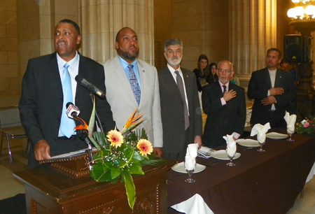 Singing of the US National Anthem by Clayton Harris, Chief of Police of Tri-C