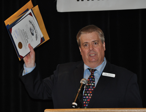 Dan Hanson shows Cleveland International Hall of Fame proclamations