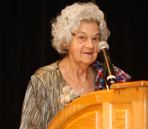 Margaret Callander giving acceptance speech