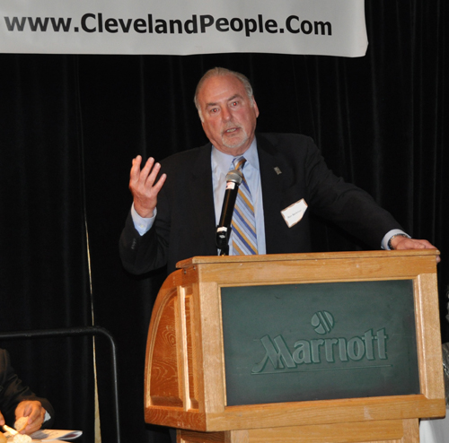 Cleveland State University President Ronald Berkman spoke at the induction of the 2014 class of the Cleveland International Hall of Fame
