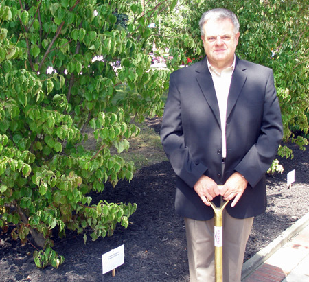 Joseph Gyrky of American Hungarian Friends of Scouting Tree in Hungarian Cultural Garden in Cleveland