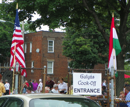 Hungarian Goulash Cookoff sign and flags