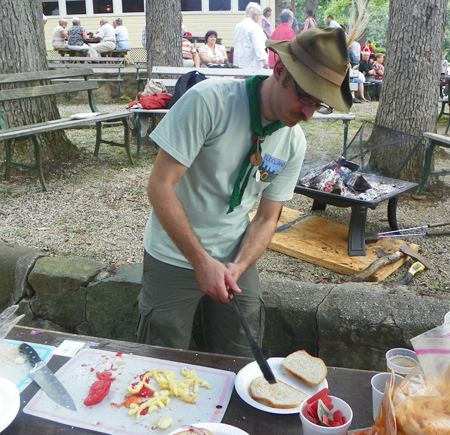 Mathias Tabor making bread with bacon drippings called Zsioskenyer