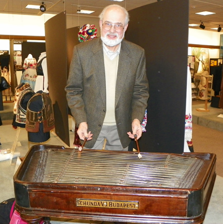 Zoltan Mestrits playing the cimbalom 