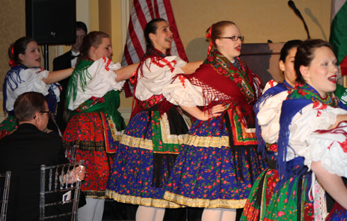 Young ladies from the Cleveland Hungarian Scouts Folk Ensemble performed a traditional Girls Circle Dance