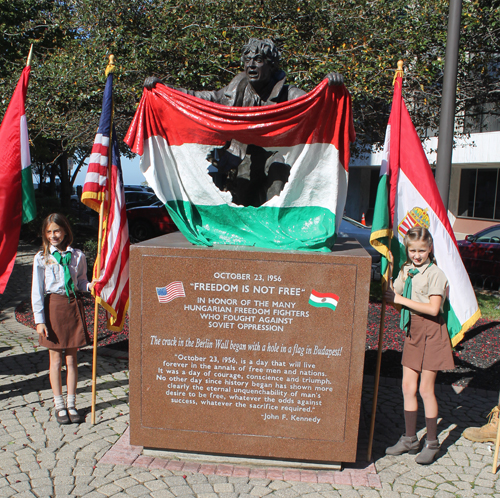 Young Hungarian Scouts at Freedom Fighter statue