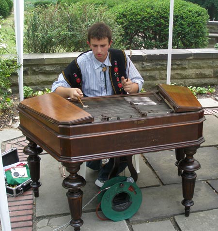 Endre Cseh Check II playing the cimbalom in Cleveland Hungarian Cultural Garden in 2008