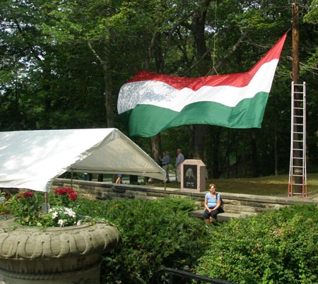 Raising the huge Hungarian Flag