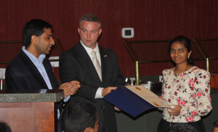 Ohio State representatives Jay Goyal and Matt Patten honor Anamika