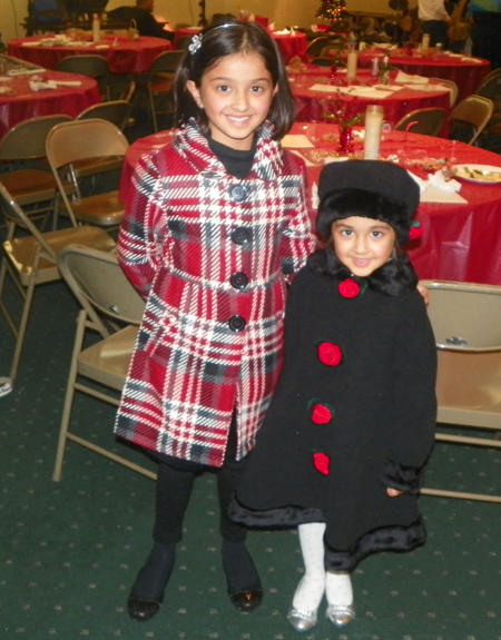 young girls in coats