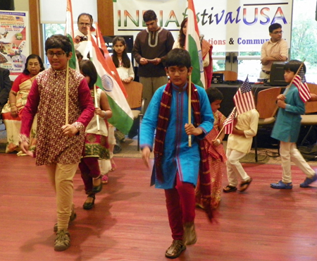 Indian-American kids marching