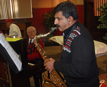 Piano and sax at Project Seva dinner at St Colman Church