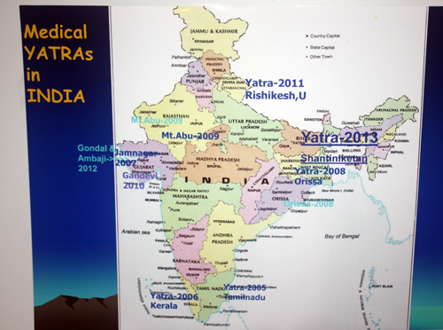 Map of AIPNO Medical Yatras in India