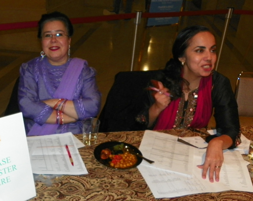 Kathy Ghose and Sujata Burgess at the sign-in table