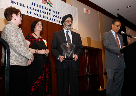 Paramjit Singh receiving award