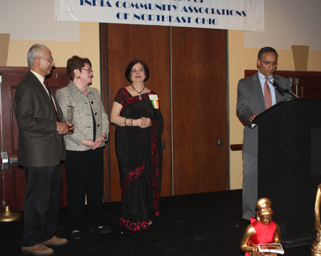 Raj Pillai receiving award