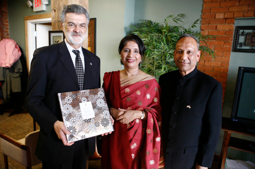 Cleveland Mayor Frank Jackson, Ambassador Nirupama Rao and Chittaranjan Jain