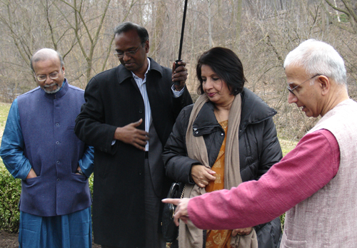 Indian Garden delegate Raj Pillai shows the Indian Cultural Garden to Ambassador Rao