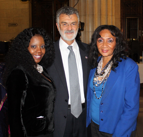 Chief Valarie McCall, Mayor Frank Jackson and Councilwoman Mamie Mitchell