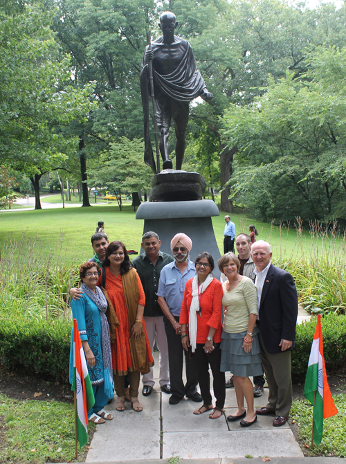 FICA group in front of the statue of Mahathma Gandhi