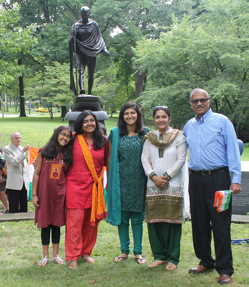 FICA group in front of the statue of Mahathma Gandhi