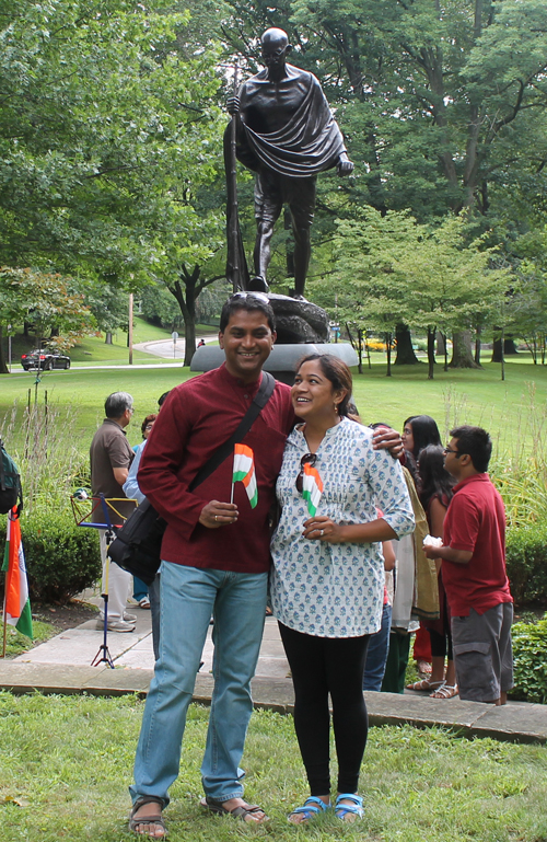 FICA group in front of the statue of Mahathma Gandhi